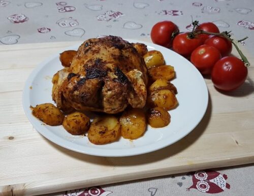 Pollo croccante al forno con le patate